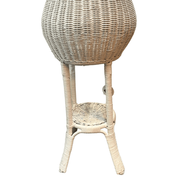 White Wicker Plant Stand