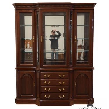 HARDEN FURNITURE Solid Cherry Traditional 66" Breakfront Lighted Display China Cabinet 