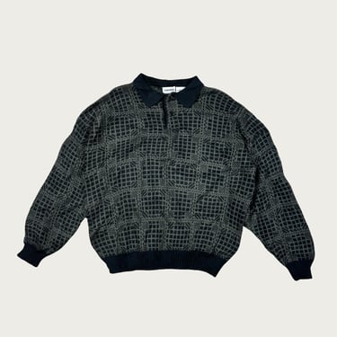 Square Pattern Collared Sweater