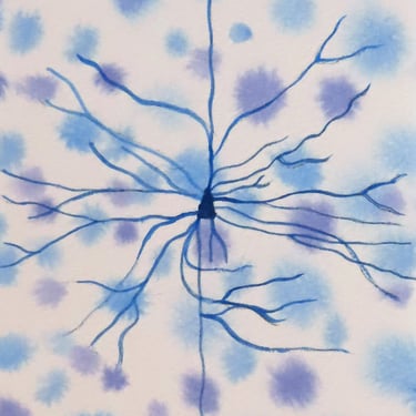 Vintage-style Pyramidal Cell - original watercolor painting of neuron - neuroscience art 