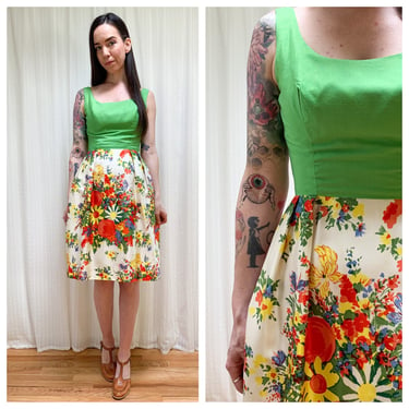 60s “Will Steinman original” lime and floral dress 
