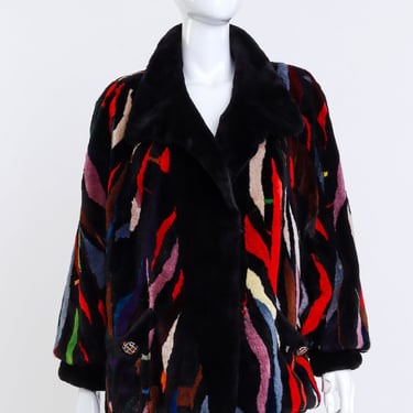 Rainbow Flames Fur Jacket