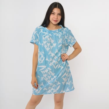 Baby Blue Shift Dress 60s Mod Mini Dress Button up | Shop
