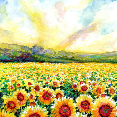 Sunflower Field in Ukraine Gicleé Print benefitting Save the Children by Cris Clapp Logan 