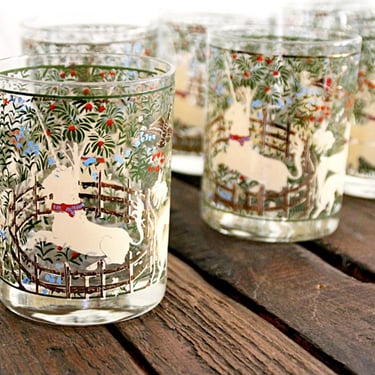 Cera unicorn glassware, 4 cocktail glasses for whiskey on the rocks, manhattans, & old fashioneds. Vintage collectible barware tumblers. 