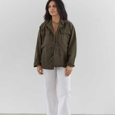 Vintage Mushroom Brown Herringbone Twill Over Shirt | Unisex Workwear Military Overdye Overshirt | S M | 