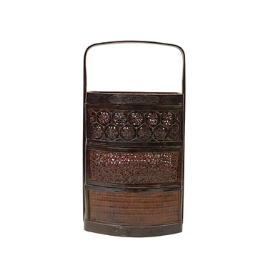 Oriental Handmade Delicate Reddish Brown Rattan Basket with Handle ws2221E 