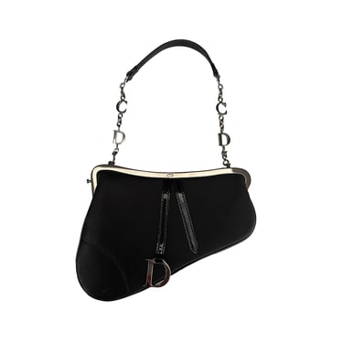 Dior Black Satin Mini Saddle Bag