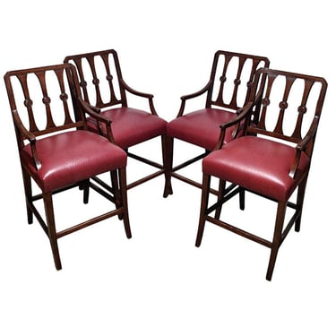 Contemporary Erika Brunson Couture Living Mahogany & Ostrich Bar Stools Set (4) 