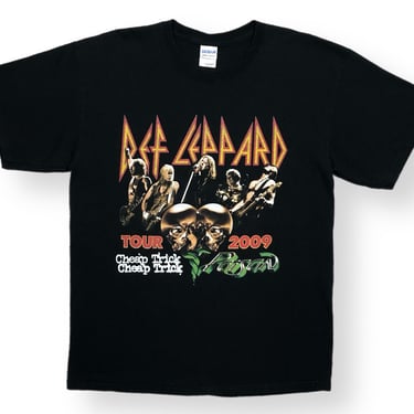 Vintage 2009 Def Leppard, Cheap Trick, Poison North American Tour Rock & Roll Double Sided Graphic T-Shirt Size Large 