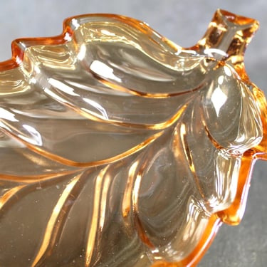 Set of 3 Amber Glass Leaf Dishes | Vintage Autumn Glass Serving Dishes | Halloween Table | Thanksgiving Table | Bixley Shop 