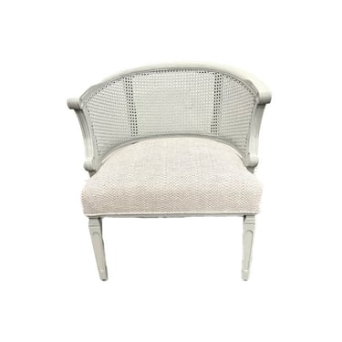 AVAILABLE: Gray Lacquered Cane Barrel Chair 