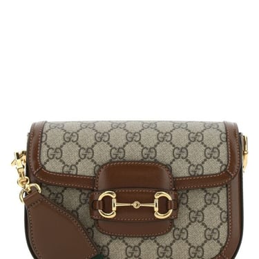 Gucci Women Gg Supreme Fabric And Leather Mini Horsebit 1955 Crossbody Bag