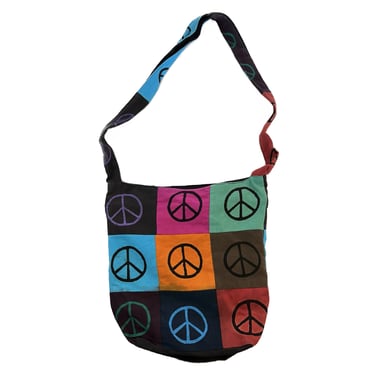 Vintage Peace Sign Bag, Patchwork Bag, Y2K Bag, 2000s Fashion, Vintage Crossbody Bag, Vintage Tote Bag, Rainbow PEACE Tote Bag 
