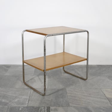 Vintage Marcel Breuer Thonet B12 Bauhaus Console Side End Table Wooden Tubular Chrome Decor Modernist Functionalist Minimalist Streamline 