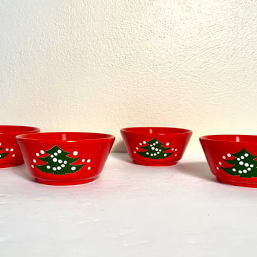 Vintage 80s Waechtersbach Set of 4 Christmas Tree  Small Soup Dessert Cereal Bowls 