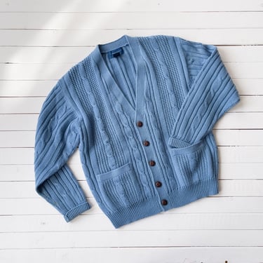 blue cardigan sweater 90s vintage light blue cable knit grandpa sweater 