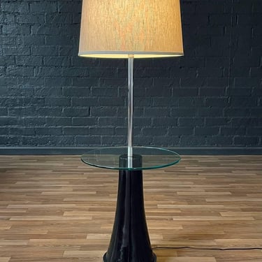 Vintage Post Modern Floor Lamp w/ Glass Side Table, c.1970’s 