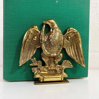 Vintage Brass Eagle Bookend Americana Gold Metal Decor Mid-Century American Library Office Den Bookshelf Decor Baldwin 1970s 