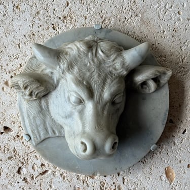 19th C. Italian Carved Marble Butcher’s Sign Medallion