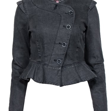Juicy Couture - Black Demin Jacket w/ Peplum Silhouette Sz S