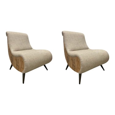 Caracole Mid-Century Modern Inspired Side to Side Chairs Pair