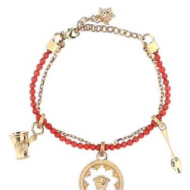 VERSACE Metal and beads bracelet