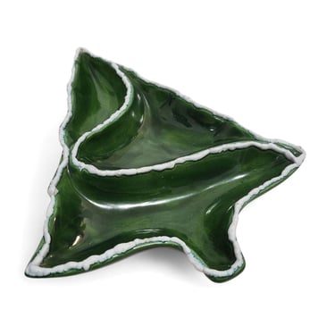 Vintage Christmas Tree Candy Dish, Hand Painted Holland Mold Nut Bowl, Snow Tipped Xmas Tree Cookie Plate, Seasonal Holiday Table Decor 