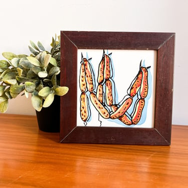 Sausage Link Tile Art with Wood Frame Spain 