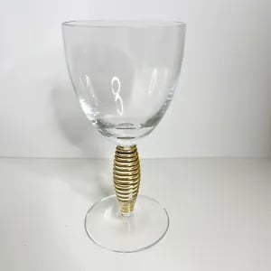 Rare Vintage Modern Kosta Boda Epoque Gold Spiral Stem Anna Ehrner Wine Glass