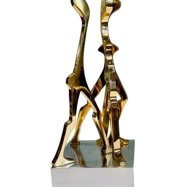 Brass and Polished Aluminum Figurative Sculpture attributed Jean Arp, 1970