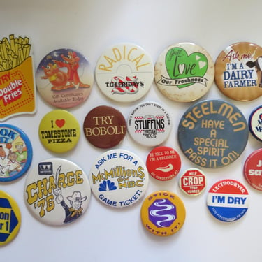 Vintage Pinback Buttons -  Misc. Novelty Pins - You Choose - Genuine Vintage Pin Button 