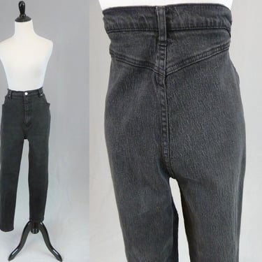 80s Stefano Black Stretch Jeans - XL 35 36 37 waist - High Waisted - Vintage 1980s - 27.5