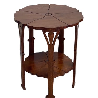 Free Shipping Within Continental US - Delicately Designed Antique Gustave Stickily Poppy Table With Floral Motif 