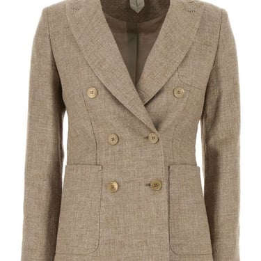 Max Mara Women Cappuccino Linen Blend Targa Blazer