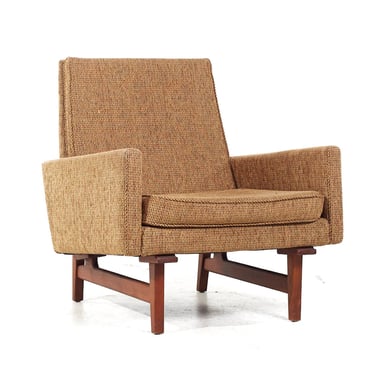 Jens Risom Mid Century Bracket Back Walnut Lounge Chair - mcm 