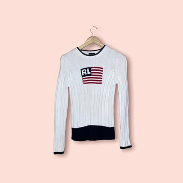 Vintage Polo Ralph Lauren American Flag Sweater, Size M 
