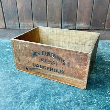 1950s Vintage Dynamite Crate Wooden Box Burton Explosives + Chemicals 50lbs. Cleveland Ohio 