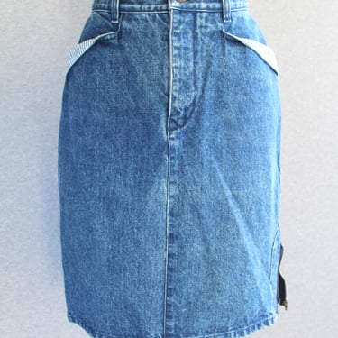1980s - Coca-Cola - Denim Skirt - Color Blocked - Marked size 8 