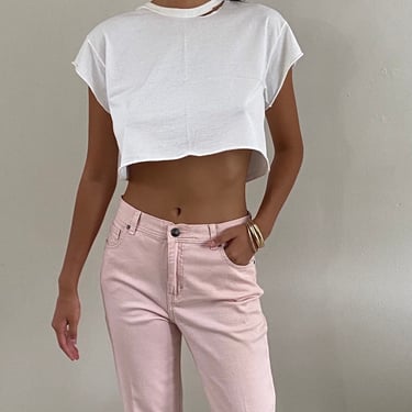 90s pink jeans / vintage Gloria Vanderbilt high waisted blush pink colored denim jeans | 29 W 