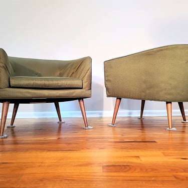 Mid Century Milo Baughman for Thayer Coggin by James Inc. Barrel Chairs 