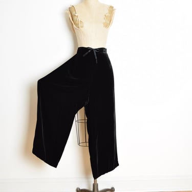 vintage 90s pants black velvet rayon silk wide leg drawstring track trousers XXL clothing 