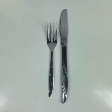 Vintage GoJax Stainless Steel Japan Atomic Starburst Knife and Fork Flatware Silverware Replacement Pieces 