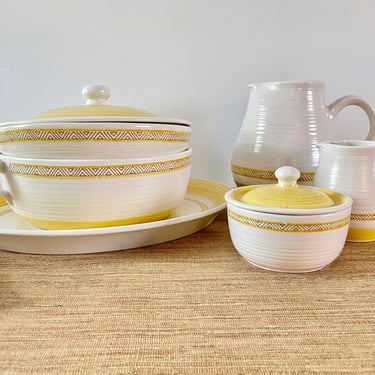Vintage Franciscan Earthenware - Hacienda Gold Dinnerware - Casserole Dish, Serving Bowl, Oval Platter, Pitcher - Yellow -Sold Individually 