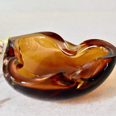 Vintage Amber Glass Murano Ashtray Mandruzzato Design Colorful Glass Ashtray 