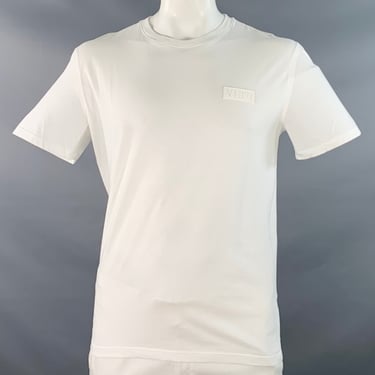 VALENTINO Size XL White Logo Cotton Short Sleeve Crew Neck T-shirt