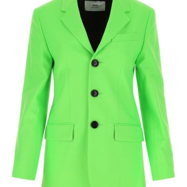 Ami Woman Fluo Green Wool And Acrylic Blazer