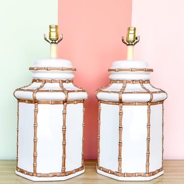 Pair of Faux Bamboo Icing Lamps