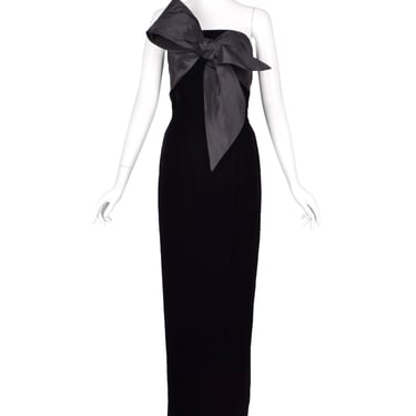 Mr. Blackwell Vintage 1960s Custom Black Velvet Taffeta Bow Gown