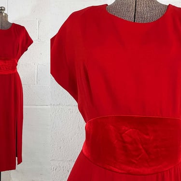 Vintage Red Dress Short Sleeve Tie Belt Sleeves Belted Cocktail Donna Ricco New York Large 1990s 